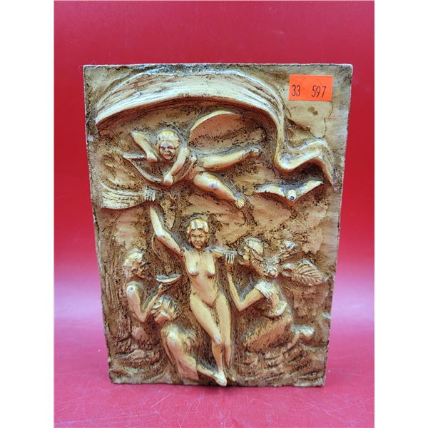 VTG Hand Carved Decorative Relief Art