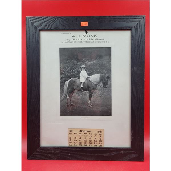 1920s AJ Monk Vancouver Advertising Calendar
