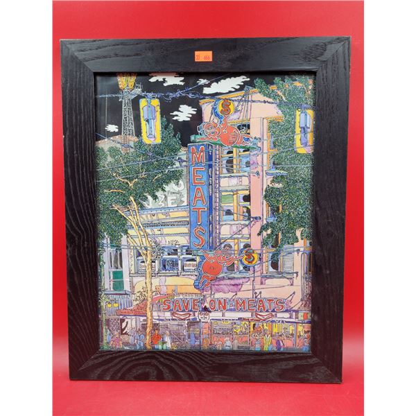 Framed "Save On Meats" Art