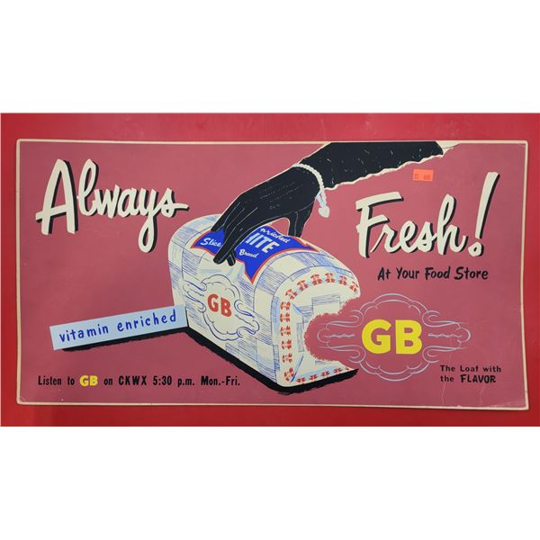 1953 GB Always Fresh Vancouver Advertising Sign