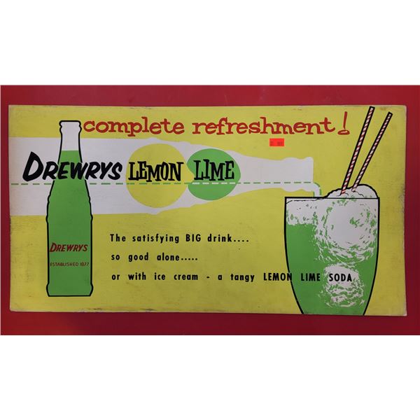 1956 Drewrys Lemon-Lime Complete Refreshment Advertising Sign