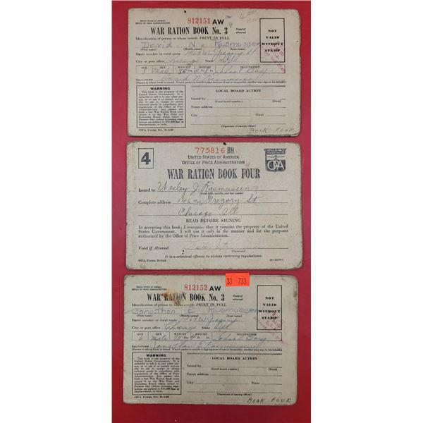 Three VTG War Ration Books