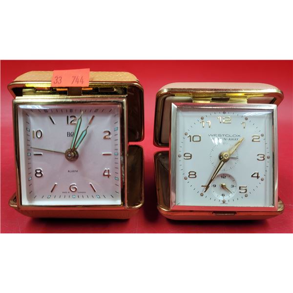 2 VTG Travel Alarm Clocks (Westclox & Elgin)