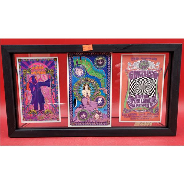 3 Framed VTG Music Poster Cards Signed by Bob Masse