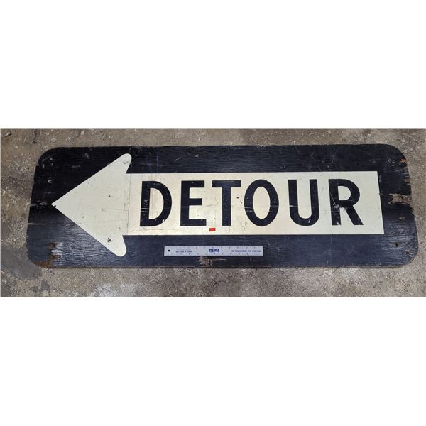 Wooden Detour Sign