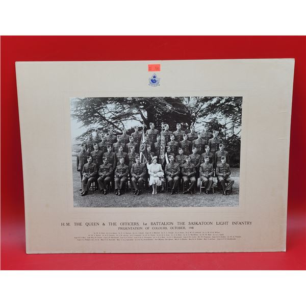 The Queen & The Officers (1st Battalion of Saskatoon Light Infantry) "Presentation of Colours" Print