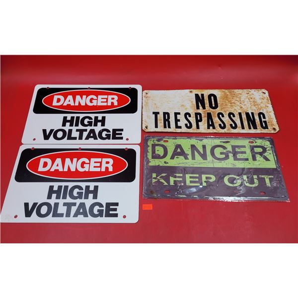 Lot of Metal Danger & No Trespassing Signs