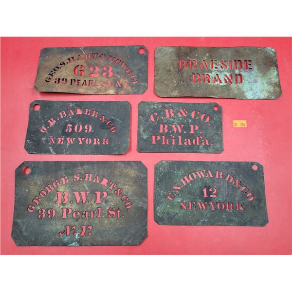 Lot of VTG Brass Crate Stencils