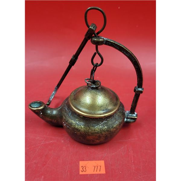 VTG Brass Hanging Oil Lamp (AKA Miners Lamp or Betty Lamp)