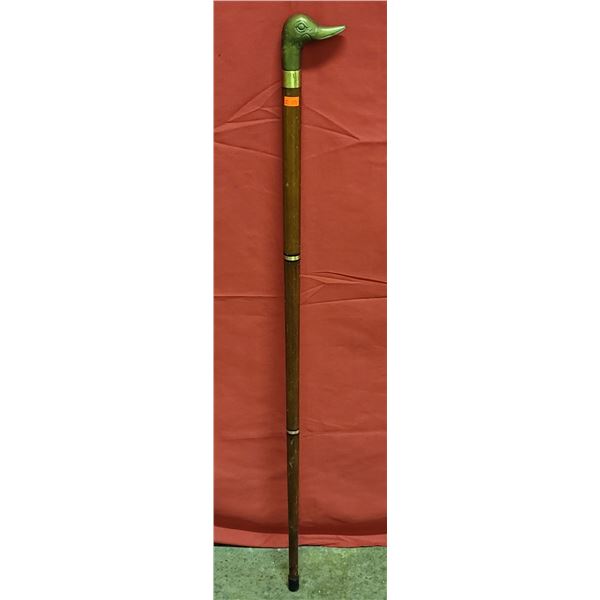 Wooden Walking Stick w/ Brass Duck Head Handle