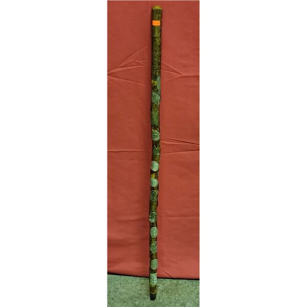Wooden Walking Stick w/ Metal Accents