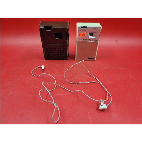 VTG Gloritone 6-Transistor Radio w/ Case & Headphone
