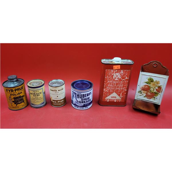 Lot of VTG Advertising Tins & Strawberry Match Holder