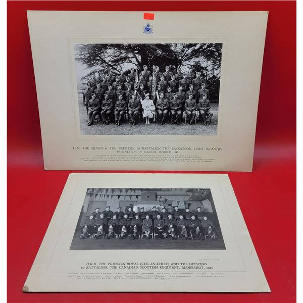 2 VTG Militaria Prints (The Princess Royal and The Officers & The Queen and The Officers)