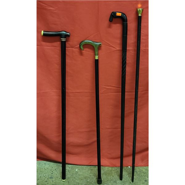 4 Black Walking Sticks