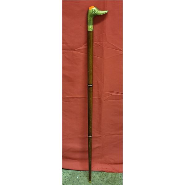 Wooden Walking Stick w/ Brass Duck Head Handle