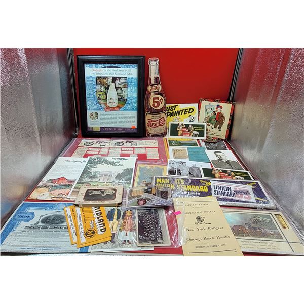VTG Paper & Advertising Lot w/ Pepsi-Cola Advertising, Milk Advertising, TV Roll-A-Guide, & More