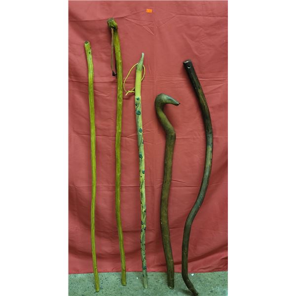 5 Wooden Walking Sticks