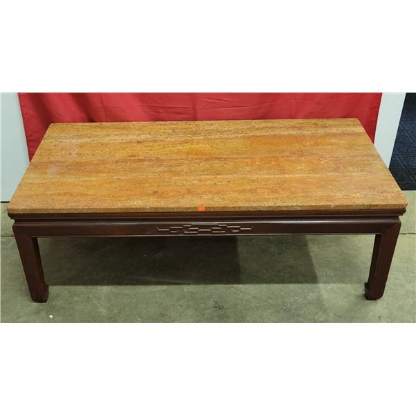 Asian Coffee Table w/ Stone Top