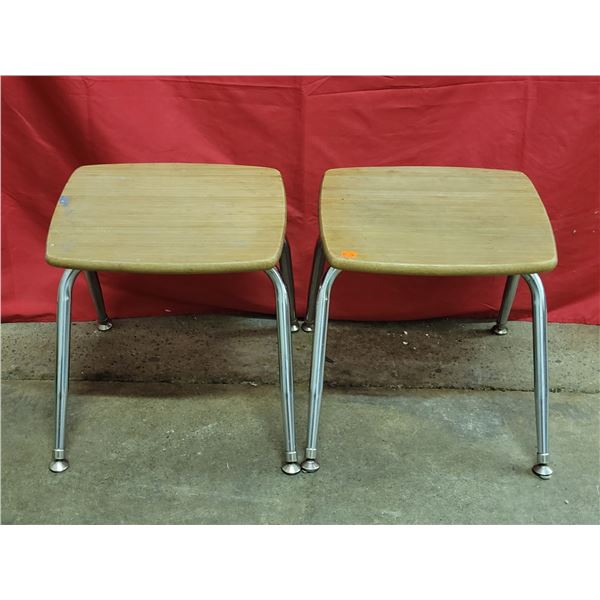 Pair of MCM Wooden Stools