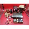 Image 1 : General Electric AM/FM Radio, Clock, Hat & Collectible Lot