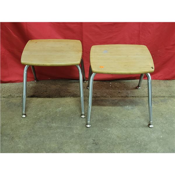 Pair of MCM Wooden Stools