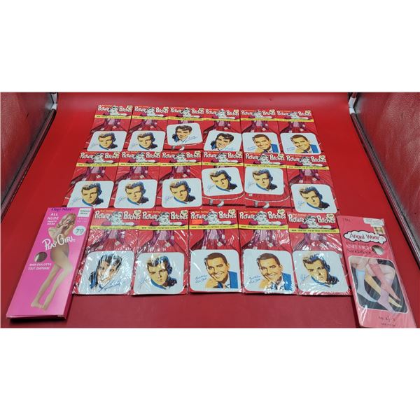 NOS Nylons & Celebrity Picture Patches (Fabian, Dick Clark, etc.)