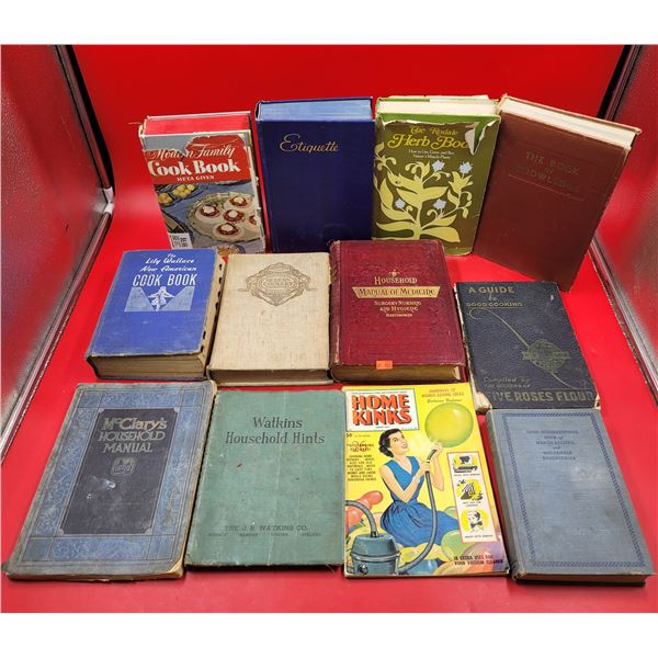 Lot of VTG Household Books w/ Home Kinks Magazine, Watkins Household Hints Book, Cookbooks, & More