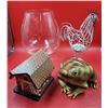 Image 1 : Lot of Home & Garden Decor w/ Metal Chicken, Barn Birdhouse, Frog, & More