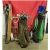 Image 1 : Golf Lot w/ 2 Golf Bags, Assorted Clubs, 2 Push/Pull Carts, & Club Covers