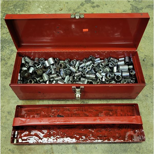 Metal Toolbox w/ Assorted Sockets