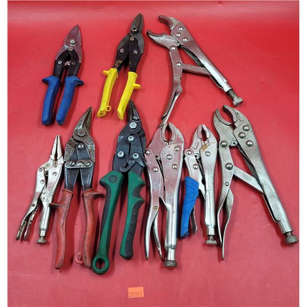 Lot of Locking Pliers & Tin Snips