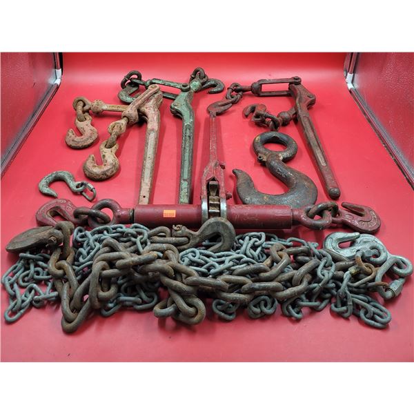 Lot of Chain Load Binders & Chain