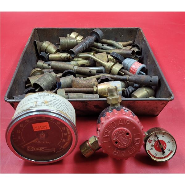Assorted Propane/Oxy-Fuel Torch Heads/Tips, Marine Gauge, & Gas Gauge