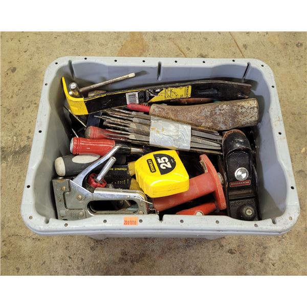 Lot of Assorted Tools w/ Staple Gun, Metal Files, Measuring Tape, & More