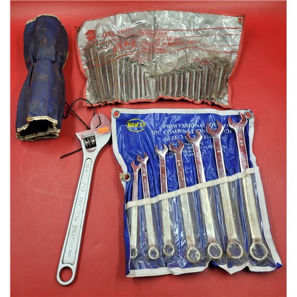 Assorted Tool Lot w/ Combination Wrenches, Adjustable Wrench, & Allen/Hex Key Set
