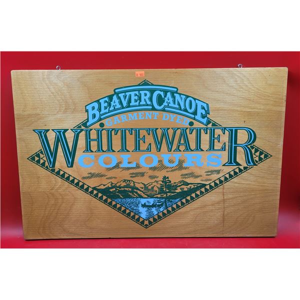 Wooden Beaver Canoe Whitewater Colours Advertising Sign