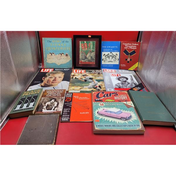Lot of VTG Books & Magazines w/ Life Magazines, Cars History, Dionne Quintuplets, & More