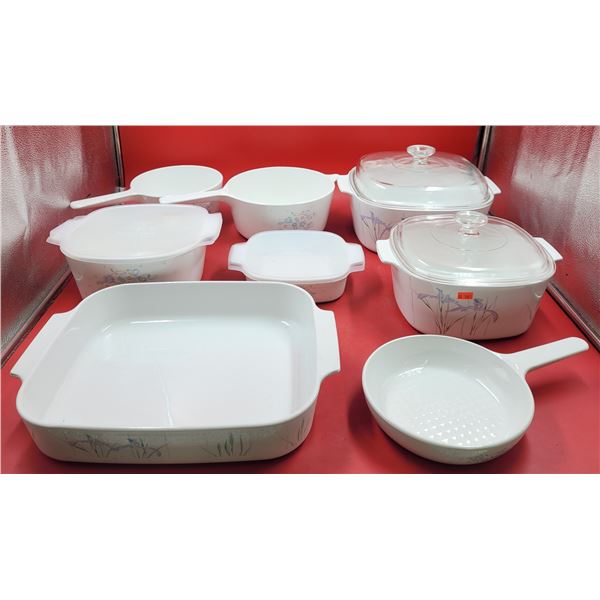Lot of Assorted Corning Ware Shadow Iris Baking Dishes