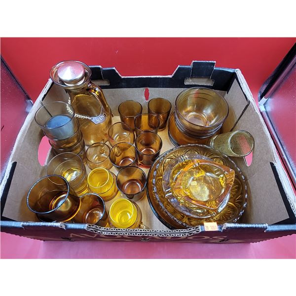 Lot of VTG Amber Glassware