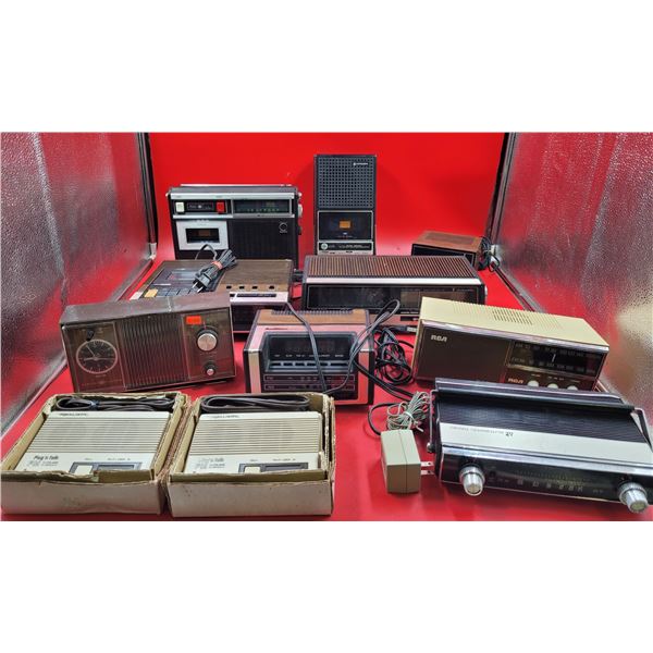 VTG Electronics Lot w/ General Electric Clock Radio, Realistic Intercoms, & More