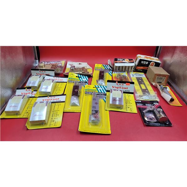 VTG Home Improvement Lot w/ SOS Buzzer Burglar Alarm, Patio Bolts, Latches, & More