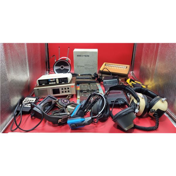 VTG Electronic Lot w/ Headphones, Clock Radio, & More