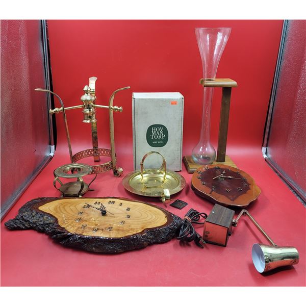 Lot Of Collectibles Including Wooden Wall Clocks
