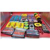 Image 1 : Lot Of Plumb Bobs, Measuring Tapes, Levels, Voltage Tester, Sharpening Stones & Tools