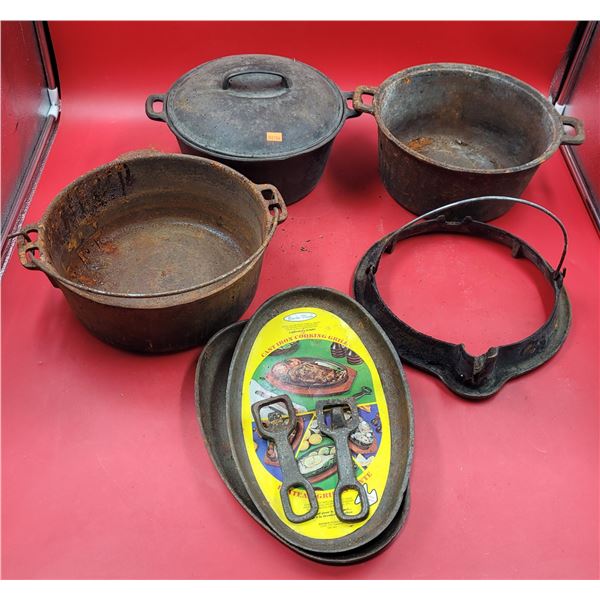 Lot of  Cast Iron Pots & Steak Servers