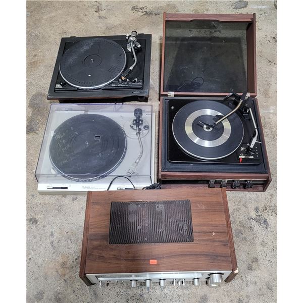 Lot of Record Players & Technics Amplifier