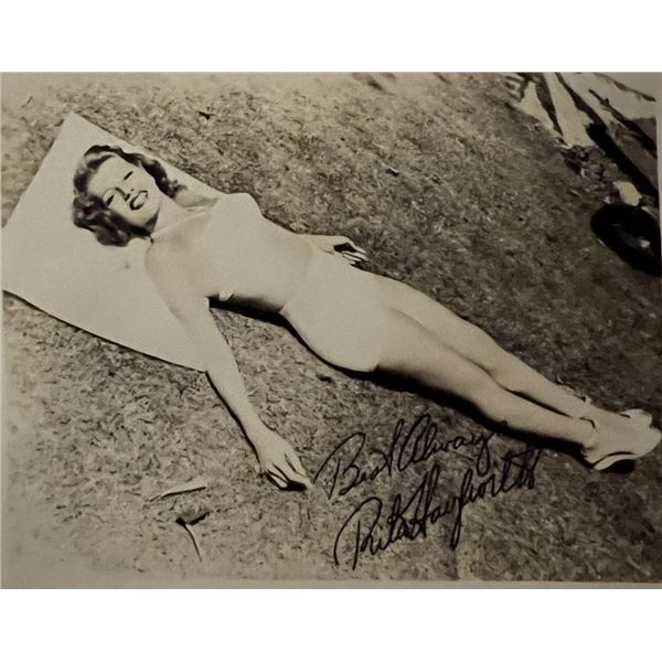 Rita Hayworth facsimile signed photo. 3x5 inches