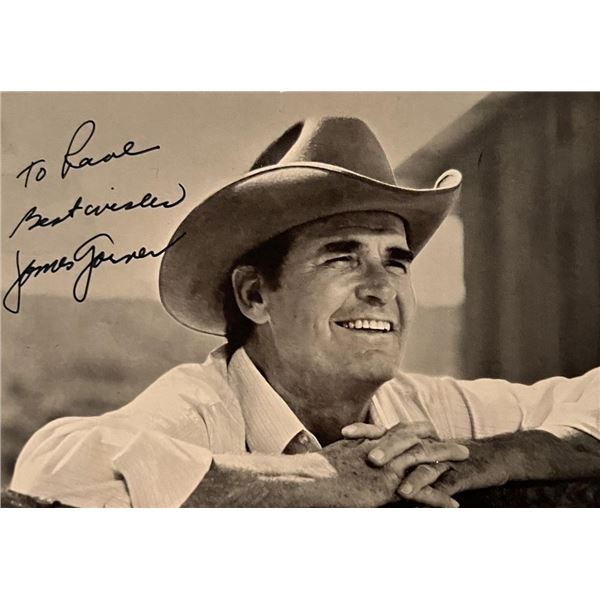 James Garner facsimile signed photo. 3x5 inches