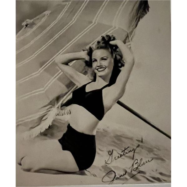 Janet Blair facsimile signed photo. 3x5 inches